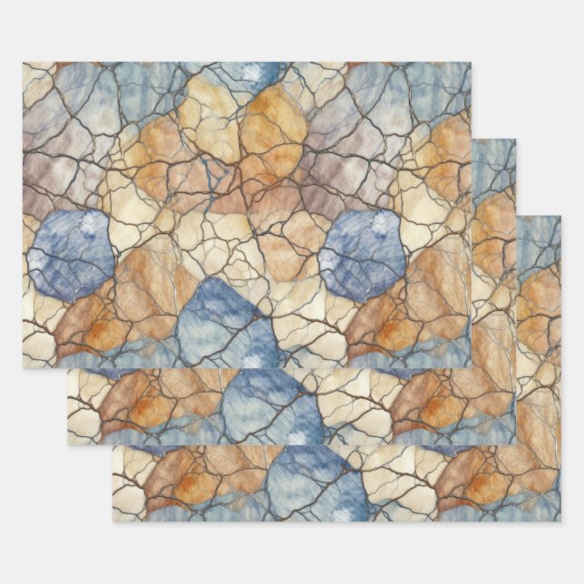 Elegantes Natursteinmuster Geschenkpapier Set (Set)