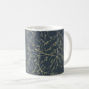 Elegantes Naturzweige und Äste Muster Blau Kaffeetasse