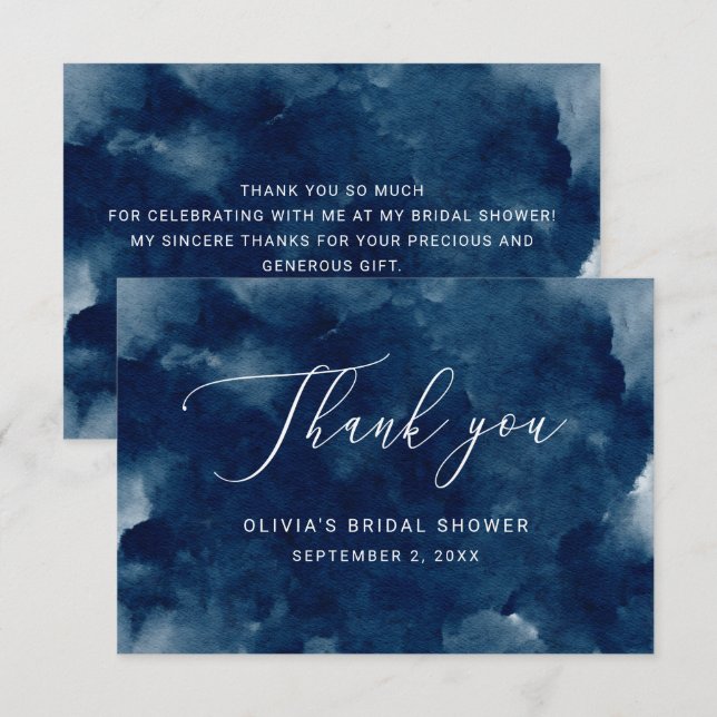 Elegantes nautisches Brautparty Dankeskarte (Vorne/Hinten)
