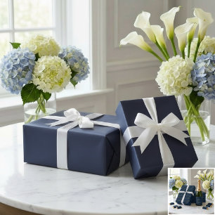 Elegantes Navy 80. Geburtstag Geschenkpapier