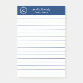 Elegantes Navy-Beruflich-Monogramm-Geschäft Post-it Klebezettel