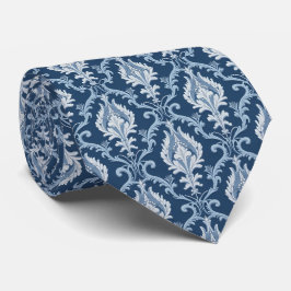 Elegantes Navy Blau Barock Damast-Ornament Krawatte