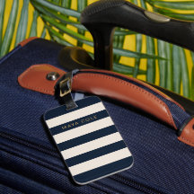 Elegantes Navy Blau & Creme Streifen Personalized