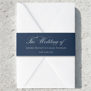 Elegantes Navy Blau Die Hochzeit von Einladungsbanderole