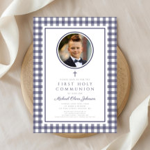 Elegantes Navy-Blau Foto Junge Erste Kommunion