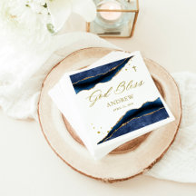 Elegantes Navy-Blau-Geode mit Goldkreuz | Taufe