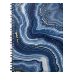 Elegantes Navy Blau Gold abstraktes Flüssig-Marmor Notizblock