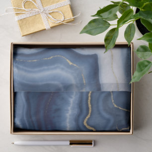 Elegantes Navy Blau Gold abstraktes Flüssig-Marmor Seidenpapier