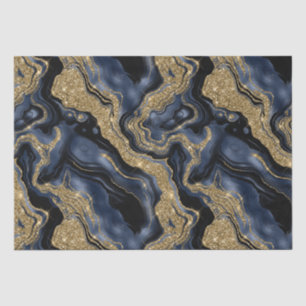 Elegantes Navy Blau & Gold Glitter Agate Geburtsta Seidenpapier