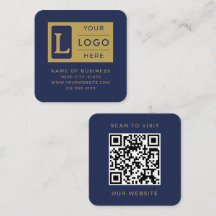 Elegantes Navy Blau Gold QR-Code Benutzerdefiniert