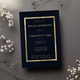 Elegantes Navy-Blau-Gold-Special-Event Einladung