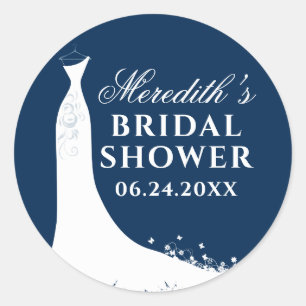 Elegantes Navy-Blau-Kleid Brautparty Runder Aufkleber