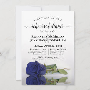 Elegantes Navy-Blau-Rosen-Hochzeitsprobedinner Einladung