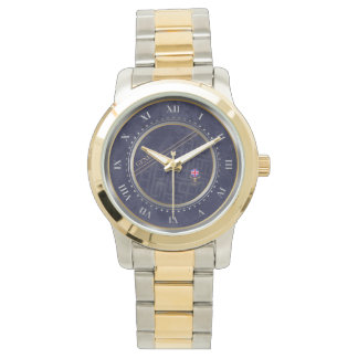 Elegantes Navy-Blau Silber & Gold Metallisch Armbanduhr