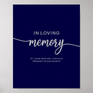 Elegantes Navy Blau Silber Hochzeitsgedenkzeichen Poster
