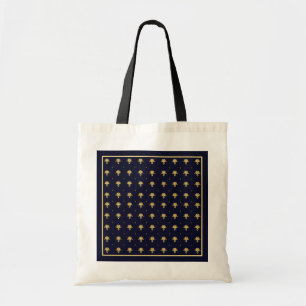Elegantes Navy Blau und Gold Damast Tragetasche