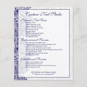 Elegantes Navy Blau und Weißes Paisley-Spitze Flyer