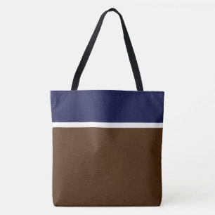 Elegantes Navy Blau Weißes Oberteil Cocoa Braun Fa Tasche
