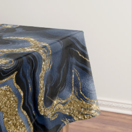 Elegantes Navy Blue and Gold Glitzer Agate Pattern Tischdecke