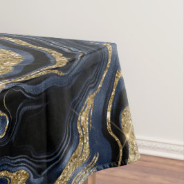 Elegantes Navy Blue and Gold Glitzer Agate Pattern Tischdecke