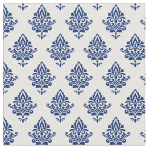 Elegantes Navy Blue and White Damask Muster Stoff