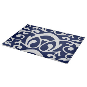Elegantes Navy Blue and White Glass Cutting Board Schneidebrett