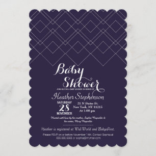 Elegantes Navy Blue Art Deco Geometrisches Muster Einladung