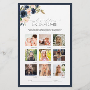 Elegantes Navy Blue Blush Pink Brautparty Game