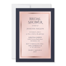 Elegantes Navy Blue Blush Rose Gold Brautparty