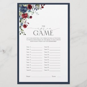 Elegantes Navy Blue Burgundy Brautparty Game