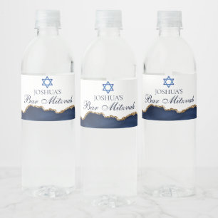 Elegantes Navy Blue Gold Agate Bar Mitzvah Party