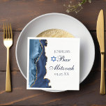 Elegantes Navy Blue Gold Agate Bar Mitzvah Party Serviette<br><div class="desc">Eleganter marineblau und goldgelber Agat schmücken die Seite dieser modernen Bar Mitzvah Party Serviette. Der Name Ihres Sohnes ist in einem schönen formalen Drehbuch unter dem Stern von David geschrieben. Ideal für eine schicke,  stilvolle jüdische Familie,  die ihren Jungen feiert,  der zur Tora gerufen wird.</div>