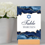 Elegantes Navy Blue Gold Agate Bar Mitzvah Party Tischnummer<br><div class="desc">Elegantes Marineblau und Goldmedaille schmücken diese modernen Bar Mitzvah Party Tischnummern. Ihre Tischnummer ist in einem schönen formalen Drehbuch unter dem Stern von David geschrieben. Coole Empfang-Dekoration für eine schicke,  stilvolle jüdische Familie.</div>