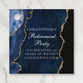 Elegantes Navy Blue Gold Agate Retirement Party Geschenkanhänger