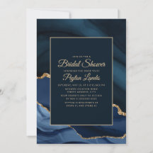 Elegantes Navy Blue Gold Marmor Brautparty