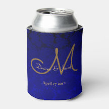 Elegantes Navy Blue Gold Modernes Blumenmonogramm