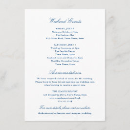 Elegantes Navy Blue Hotel und Weekend Events Begleitkarte