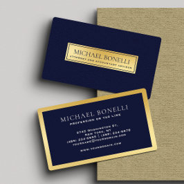 Elegantes Navy Blue Leather Gold Label Beruflich Visitenkarte