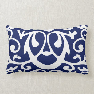 Elegantes Navy Blue und White Throw Kissen