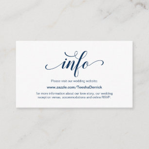 Elegantes Navy Blue, Website für Hochzeiten Begleitkarte