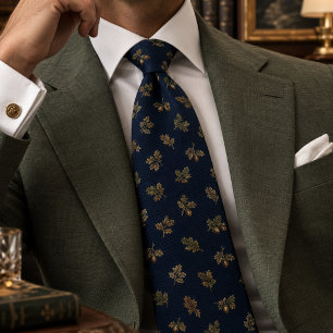 Elegantes Navy-Eichen-Erbe-Muster Krawatte