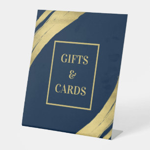 Elegantes Navy-Gold-Geschenke- und Kartenständer-S Sockelschild