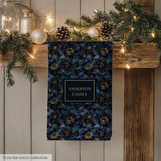 Elegantes Navy-Gold-Handtuch mit individuellem Nam Geschirrtuch