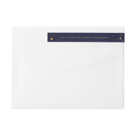 Elegantes Navy+Gold Stars Wraparound-Adressetikett
