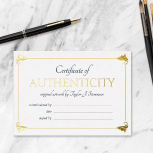Elegantes Navy-Gold-Zertifikat der Echtheit Folieneinladung