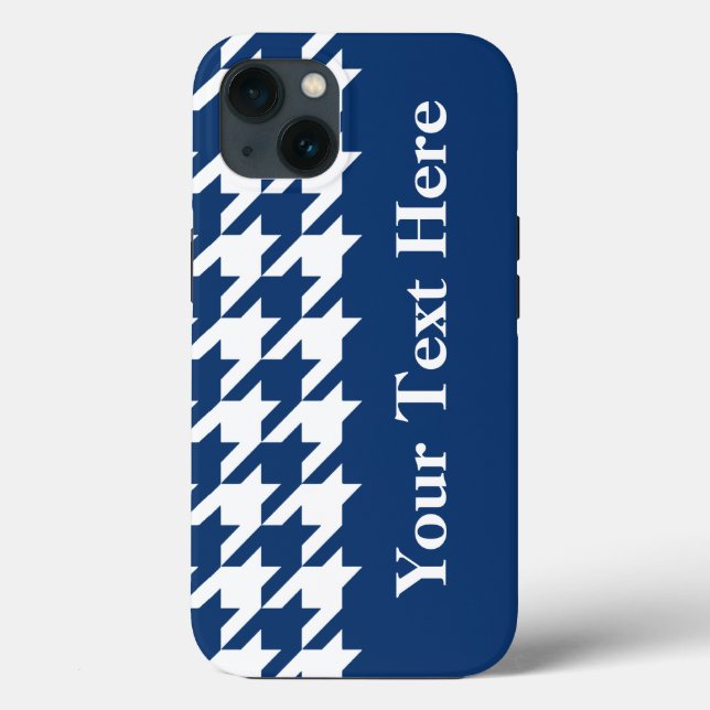 Elegantes Navy-Hahnentrittmuster mit benutzerdefin Case-Mate iPhone Hülle (Rückseite)