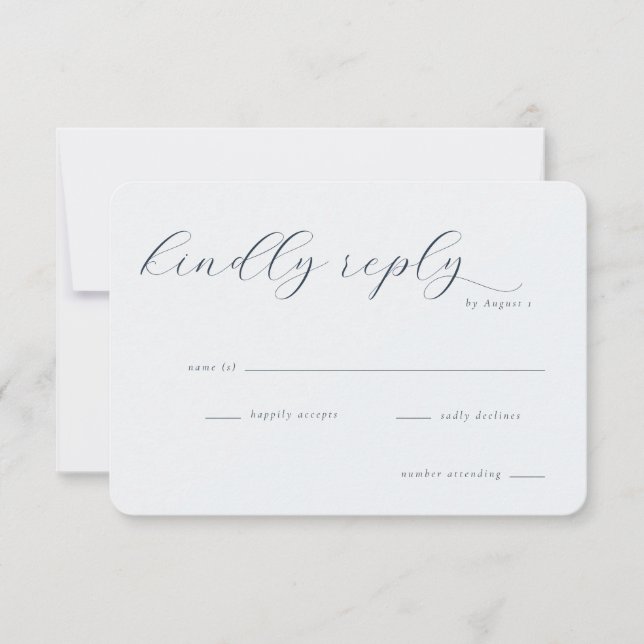 Elegantes Navy Minimalist RSVP Karte (Vorderseite)