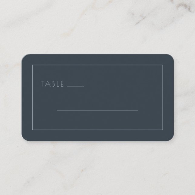 Elegantes Navy-Minimalist-Tischschild Platzkarte (Vorderseite)