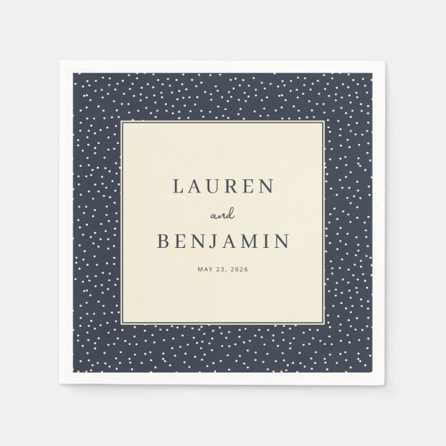 Elegantes Navy mit Punkten Serviette (Vorderseite)