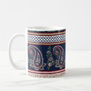 Elegantes Navy Paisley: Zeitloses Bordüren-Design Kaffeetasse